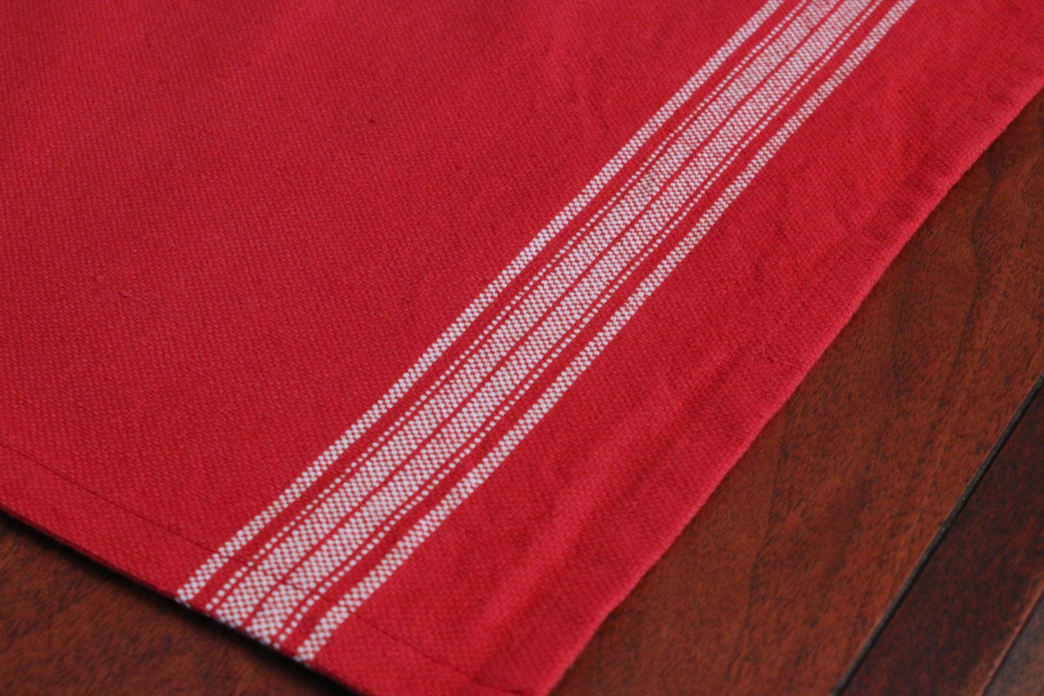 Red with Natural Stripes - Table Runner - 16" x 80" - Table Linens