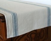 Natural with Blue Stripes - Table Runner - 16" x 80" - Table Linens