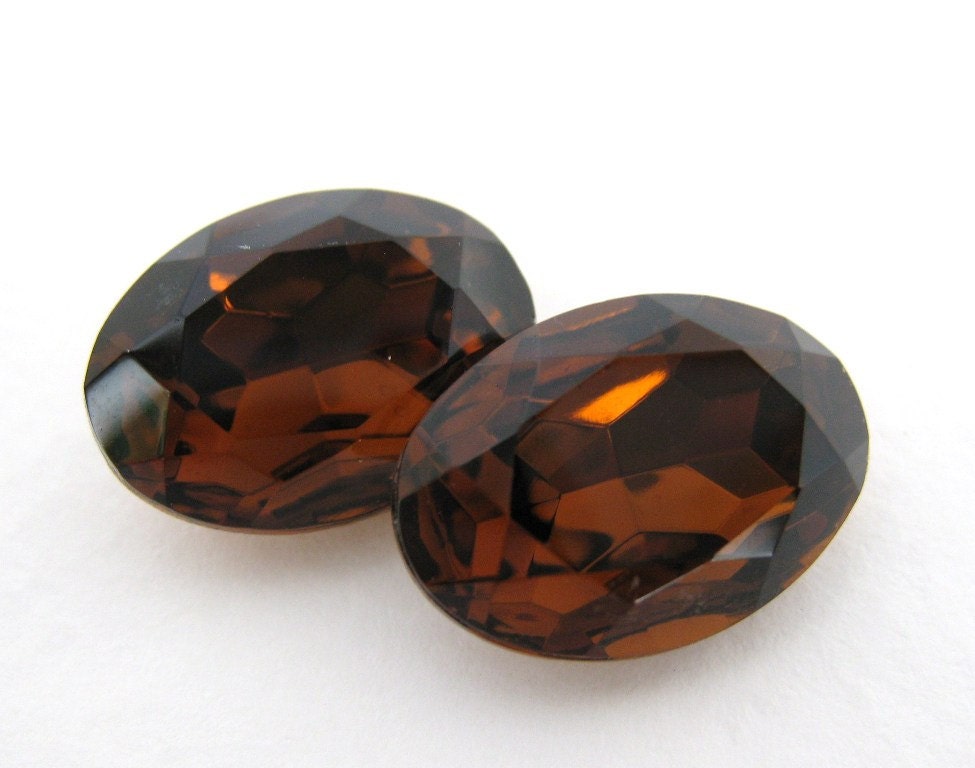Vintage Glass Rhinestone Jewel Smoked Topaz Oval 18x13mm rhs0291 (2)