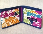 skinny wallet - pride and joy - denim wallet with retro floral lining