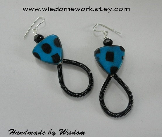 Turquoise and Black Earrings