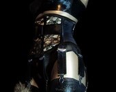 Dark Ladies Wear.....8 Strap  Black Widow Waspie Waist Cincher Corset