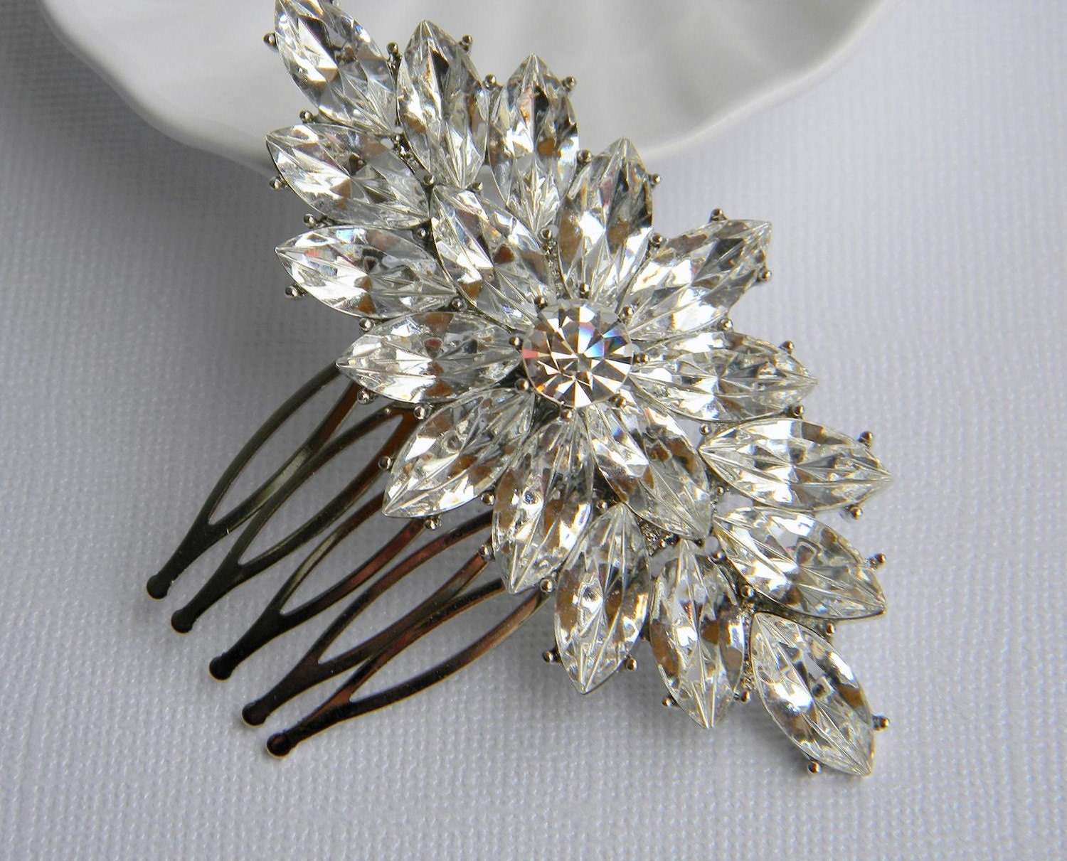 Rhinestone Encrusted Hair Comb - Bridal Hair Comb - Art Deco Hair Comb - Bridal Hairpiece