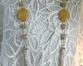White Freshwater Pearl and New Jade Necklace - FREE SHIPPING