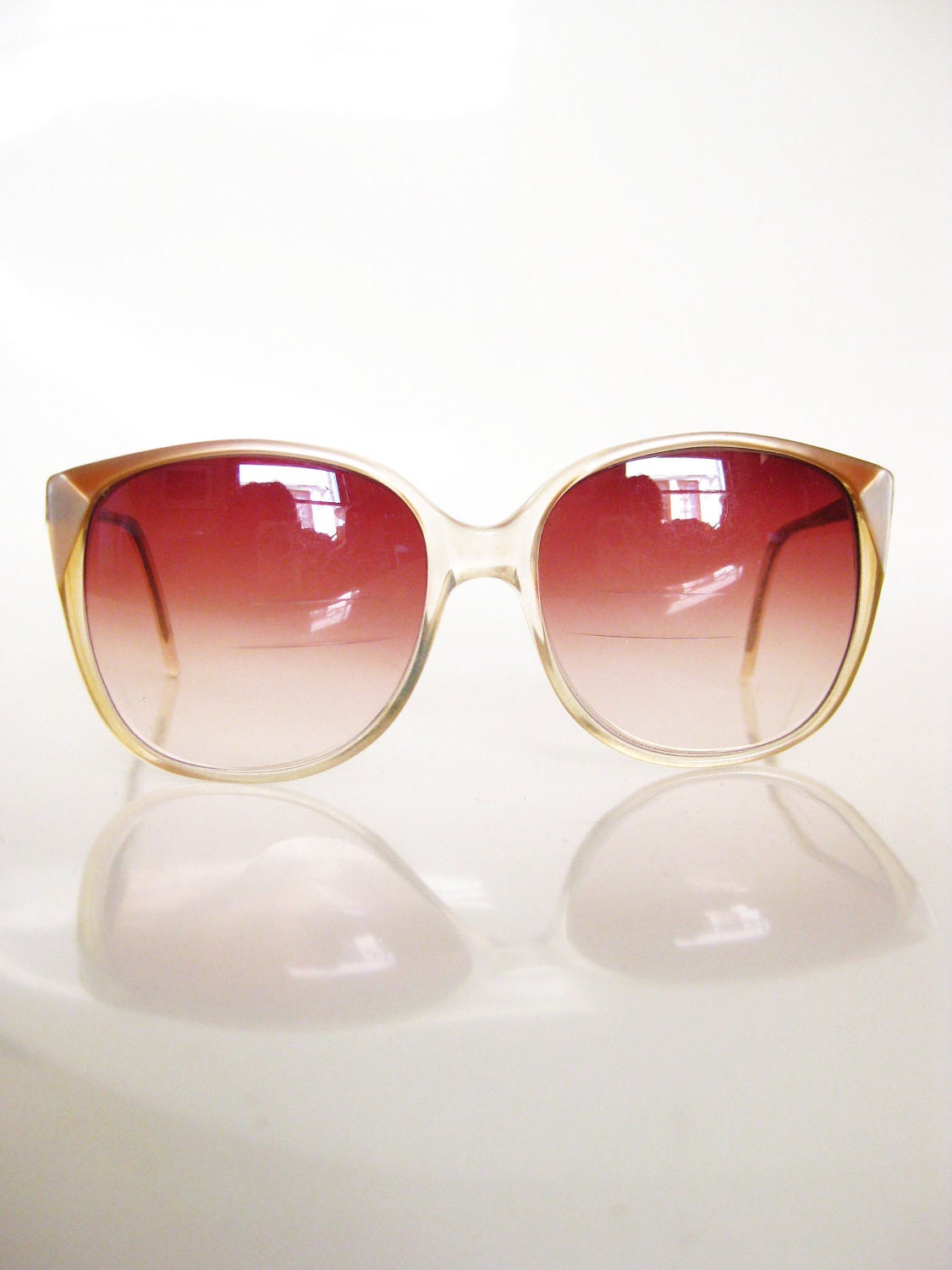 Vintage GEOMETRIC Eyeglasses OVERSIZED 1980s Ladies Sunglass Frames 80s Pearl Pink White FEMININE Indie