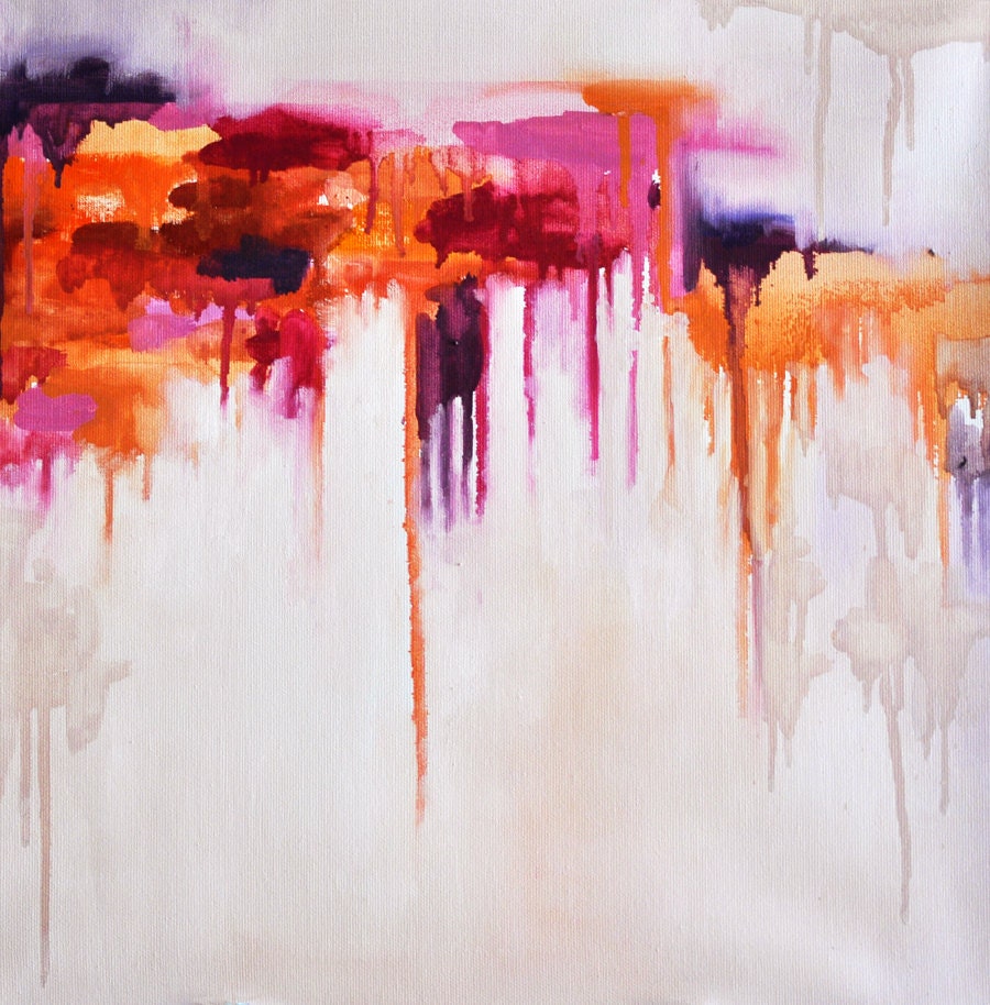 Rain 20  - original winter modern abstract oil painting , 16"x16"