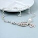 Initial Bracelet Leaf and Pearl, Sterling Silver Custom Initial Bracelet, Wedding Jewelry, Leaf Jewelry