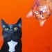 133 2 CATS - signed and numbered giclee print 14 x 14 cm / 5.5 x 5.5 inch