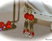 Gatsby Inspired Red Tassel Earrings. Extra Long. Deco.