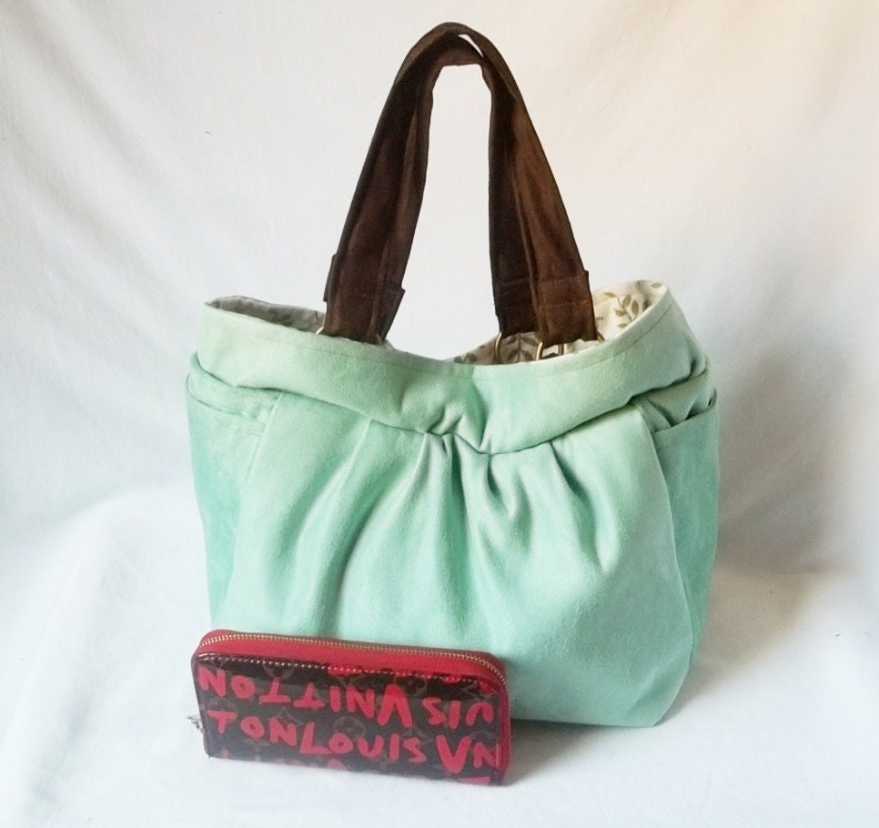 Mint Green Ultra Suede Hobo handbag - Animal Friendly Suede hobo - Made to Order