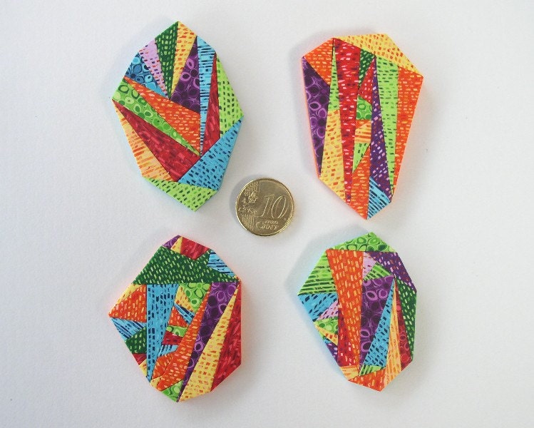 Do it Yourself Geometric Jewelry - Rainbow Colors Geometric Polymer Clay Pendants or Brooches N1
