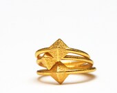 Tiny Gold Pyramid Stud Ring - Set of 3 Stackable