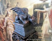 Stone Finish Verdigris Gargoyle dollhouse miniature in one inch scale for Garden, Wizard, Castle