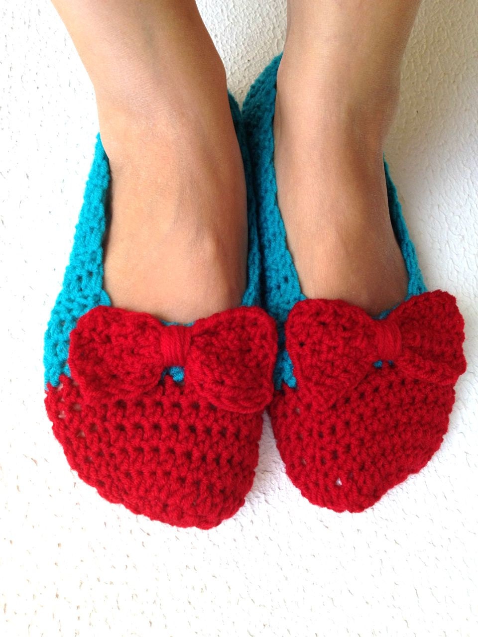 Crochet Womens Slippers, Ballet Flats, House Shoes