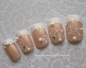 Japanese Nail Art- White Floral French- Artificial Nails