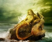 She Tells a Tale of the Sea, Art Print 11 x 15 inch, Mermaid Illustration