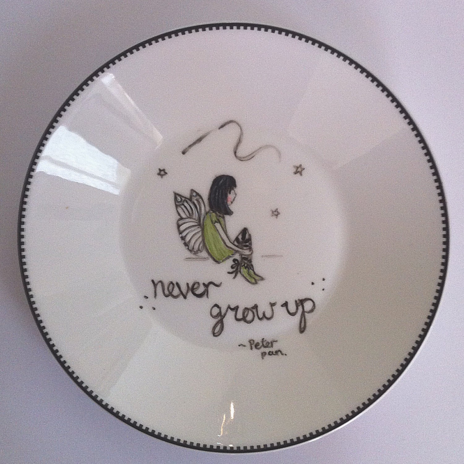 Peter Pan Quote Art Plate - Tinkerbell Fairy  