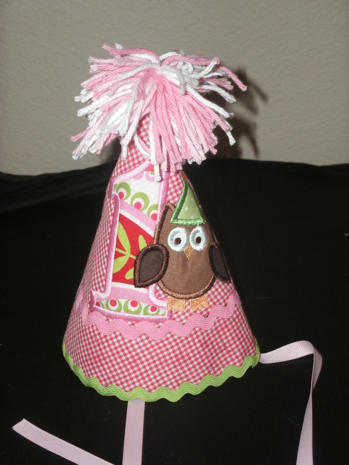 Custom Owl Birthday Party Hat Monogrammed Personalized