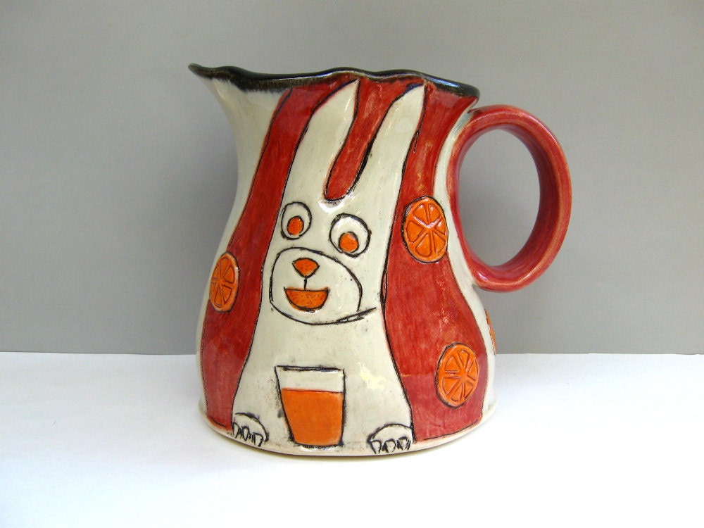 Animal Pitcher, Rabbit Red Serving