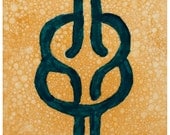 Single Wisdom Knot Adinkra Tile (Dandelion/Teal)