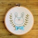 SALE - Shy little bunny - Hand Embroidered Wall Art - Back by Popular Demand - Made to Order