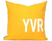 YVR Airport Code Pillow Cover in Yellow