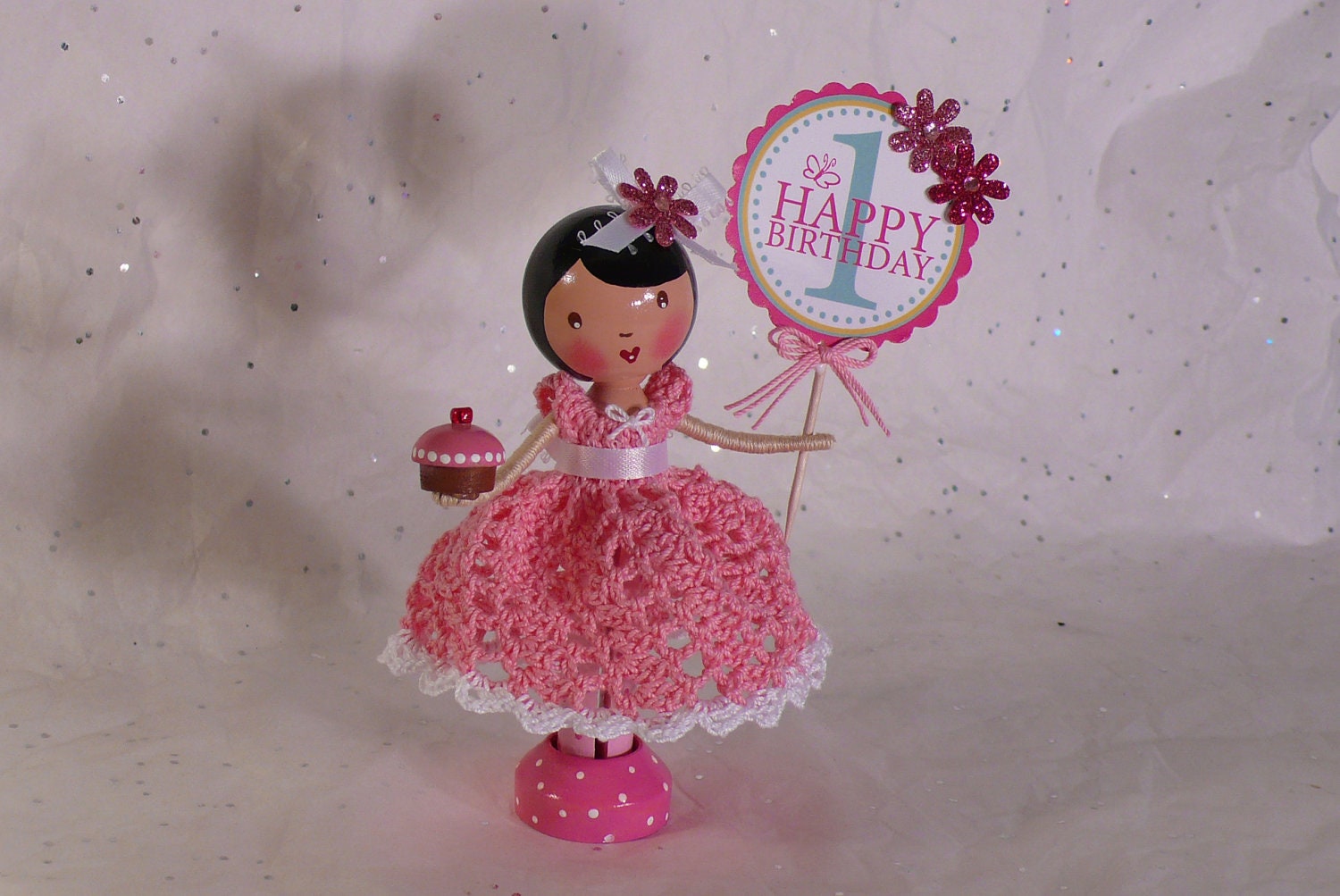 Cupcake Swirl Susie - Clothespin Doll
