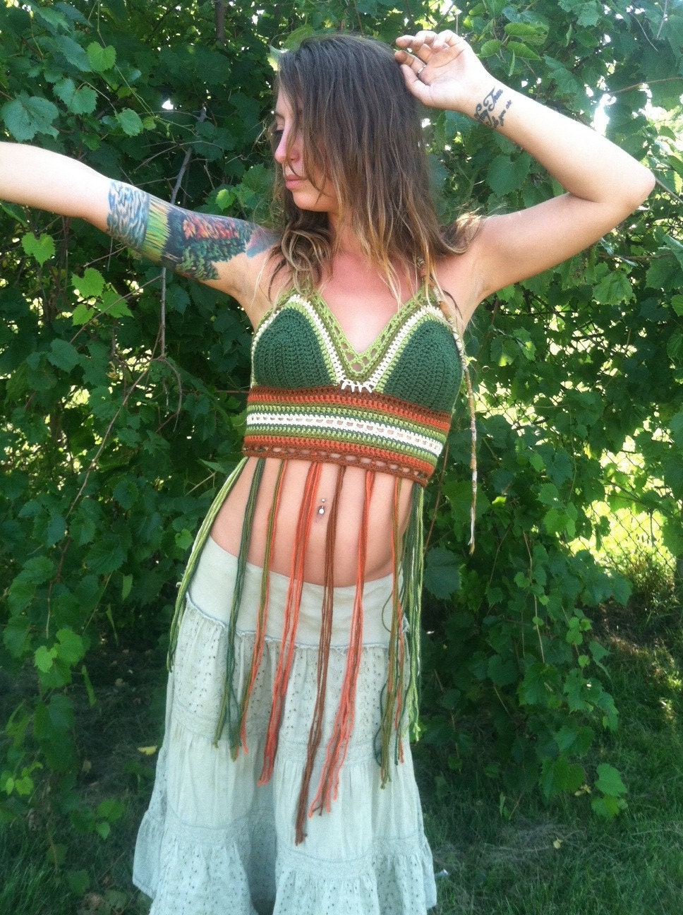 Psychedelic Nature Crochet Festival Halter top