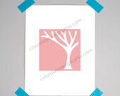 modern tree print- on the right, original home decor print, nature, forest, simple, green
