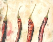 Red hot chili peppers, kitchen art, spices, kitchen decor, food photography, still life, wall art - 8 x 10 fine art print