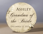 Pocket Mirror - Grandma of the Bride Elegant Vintage Look 3.5 inch Pocket Mirror with Gift Bag - Weddings - Grandma of the Bride Gift
