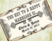 Key to a Happy Marriage Advice Wish Printable Vintage Tags Digital Collage Sheet - custom wedding wish cards skeleton key - U print 300 jpg