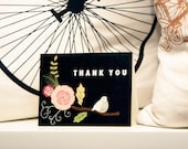 Black Floral Thank You Card (A2 size with matching envelope)