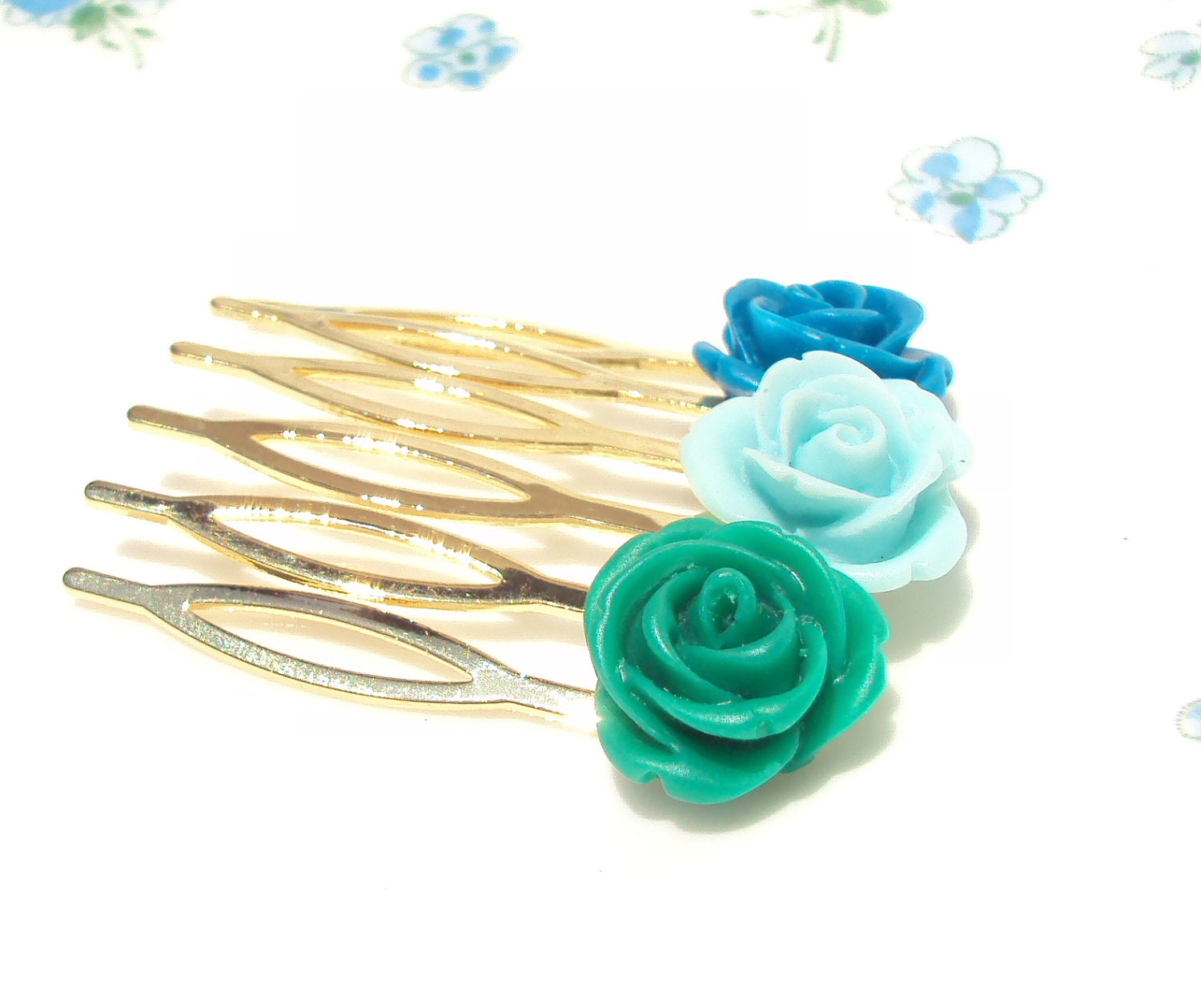 Gold Flower Hair Comb - Bridal - Bridesmaid