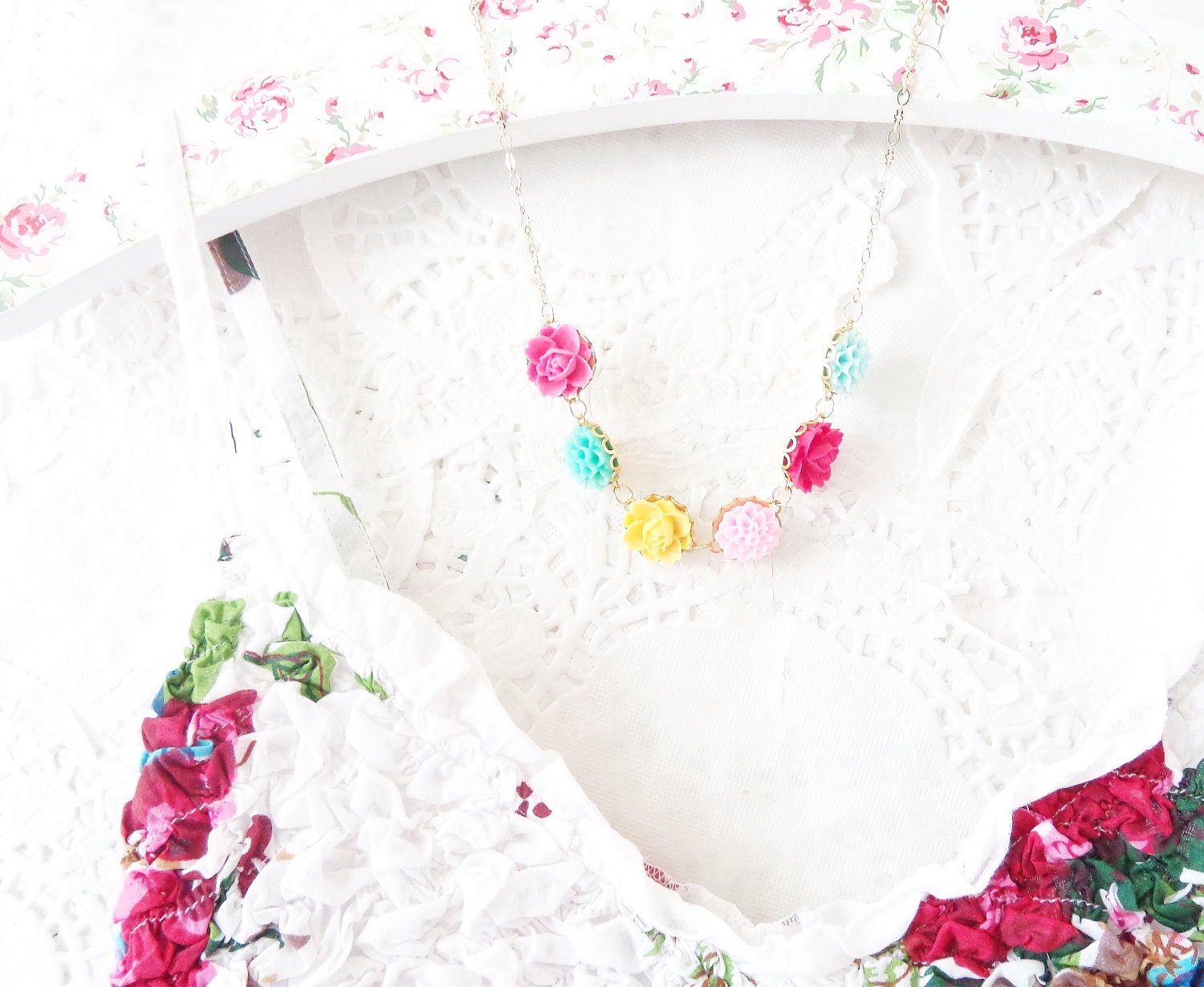 Katherine - Flower Necklace - Whimsical - Bride