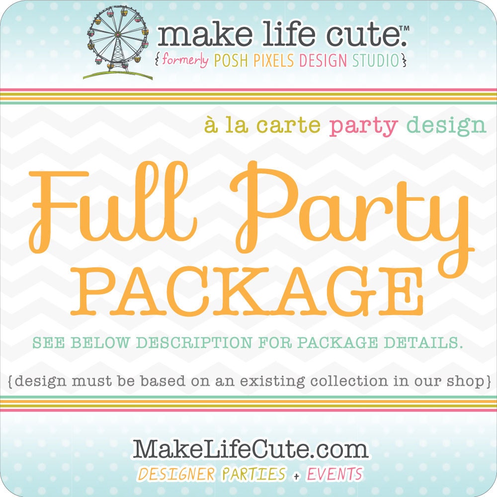 FULL PARTY - Printable Party Pack - Birthdays, Showers, Baptisms, Parties, Gifts, ect - À la Carte Design by Make Life Cute Il_570xn