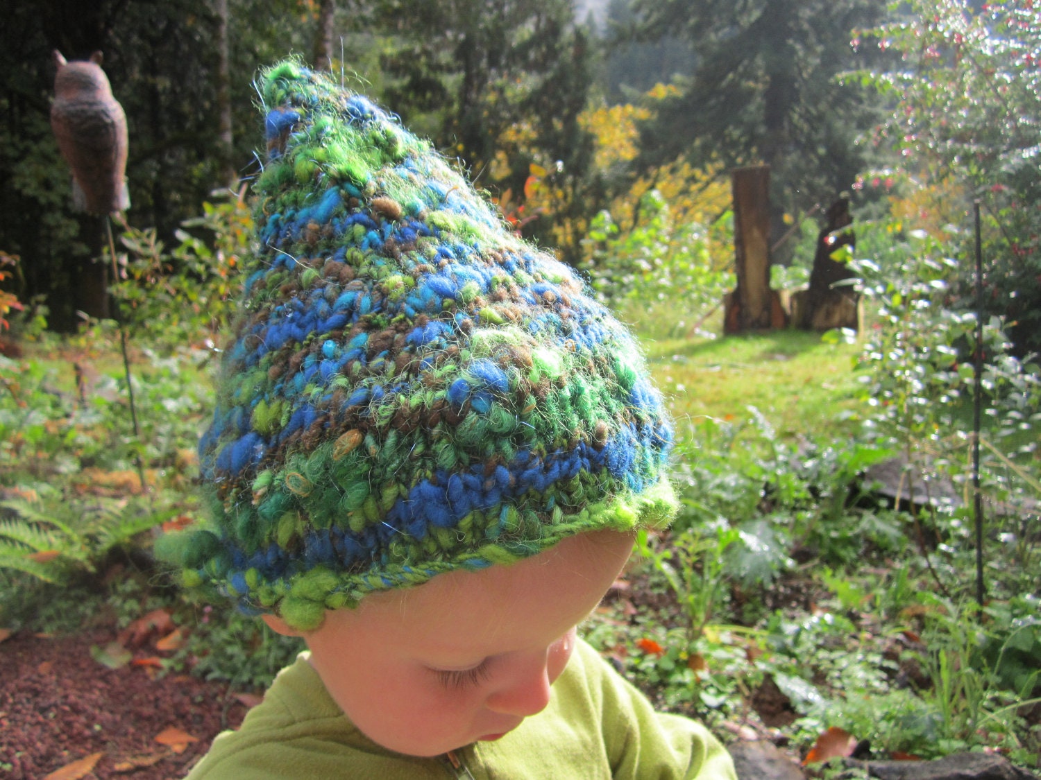 Little Elf Hat- Knitted Wool Hat with Handspun Yarn