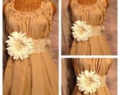 White Daisy Dress Sash Belt Tea Length Custom Order Wedding Womens Bridal Maternity Prenatal