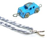 Wishbone Necklace Make a Wish Pendant Stone Grey Bakers Twine