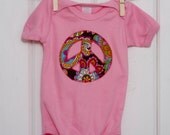 Baby Girls Clothing // Girls Pink Peace Sign Onesie // Size 12-18 months // Pink Paisley // Baby Girl Clothes