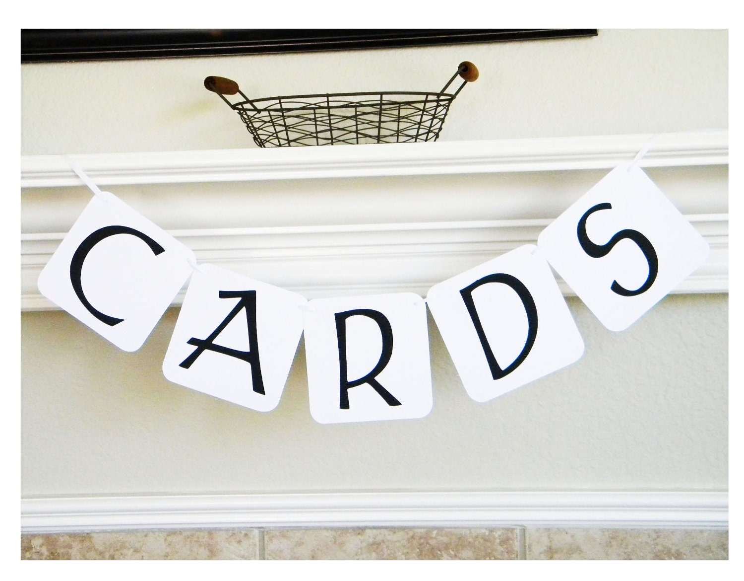 White Wedding Cards Reception Graduation Decoration Banner Garland with Black Letters