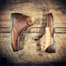 Handcrafted MIDTOPS - Oiled Dark Tan Cowhide - Tan, Teal & Red Southwest Inspired Patterned Wool Side - MADE to ORDER
