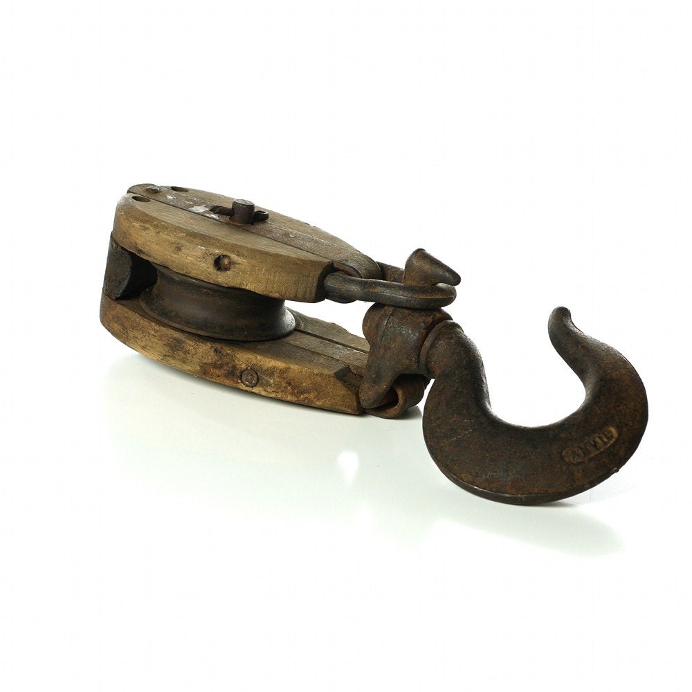 Antique Block & Tackle, Wooden Pulley
