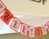 Sale - was 20.20 - SWEETHEART Valentine Banner / Garland , paper, party, custom, pink, red decoration swag bunting
