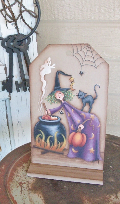 Handpainted Halloween Witch Decoration