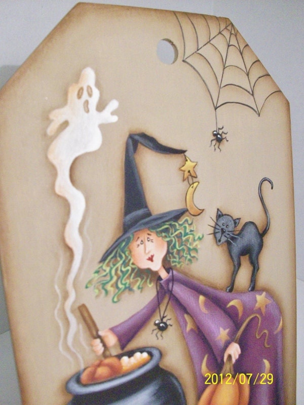 Handpainted Halloween Witch Decoration