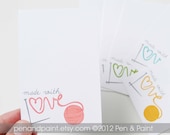 KNITTING Set of 48 Made With Love Mini Cards, Yarn, Hand Drawn, Illustration, Mini Notecards