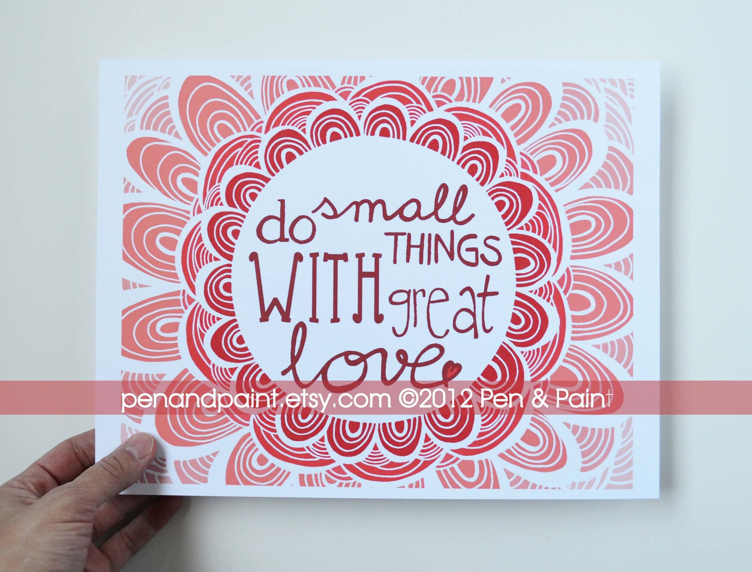 Red Ombre, Mother Teresa, Do Small Things With Great Love, Inspiration, Inspiring Quote 8 x 10 Art Print, Do good, Love