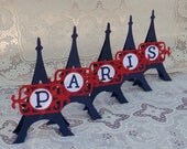 Eiffel tower place setting initial or number - set of 5