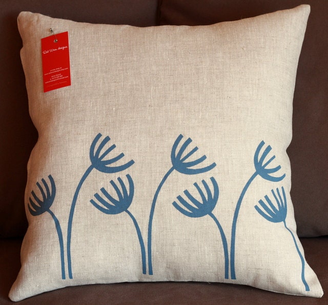 Square Linen Cushion Cover - Wind Flowers